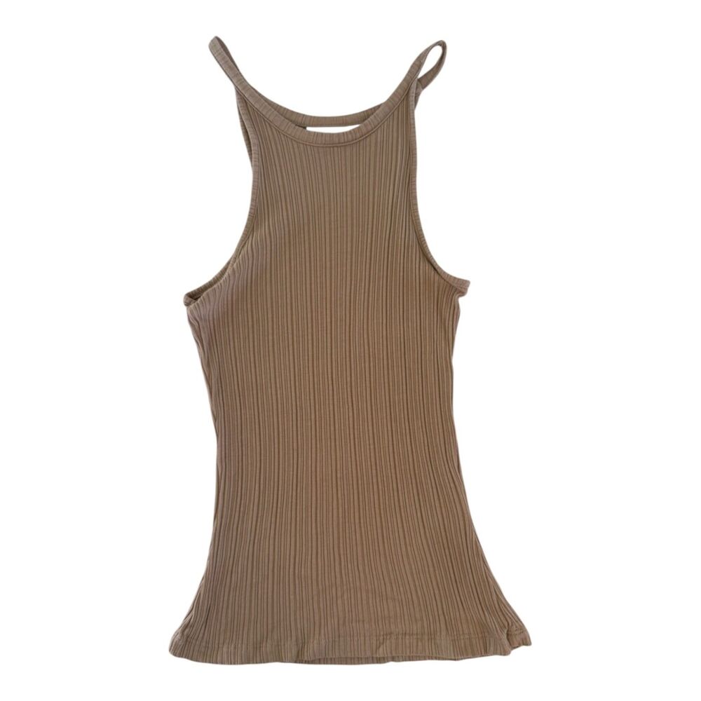Vila Tan Ribbed Tank Top size Small